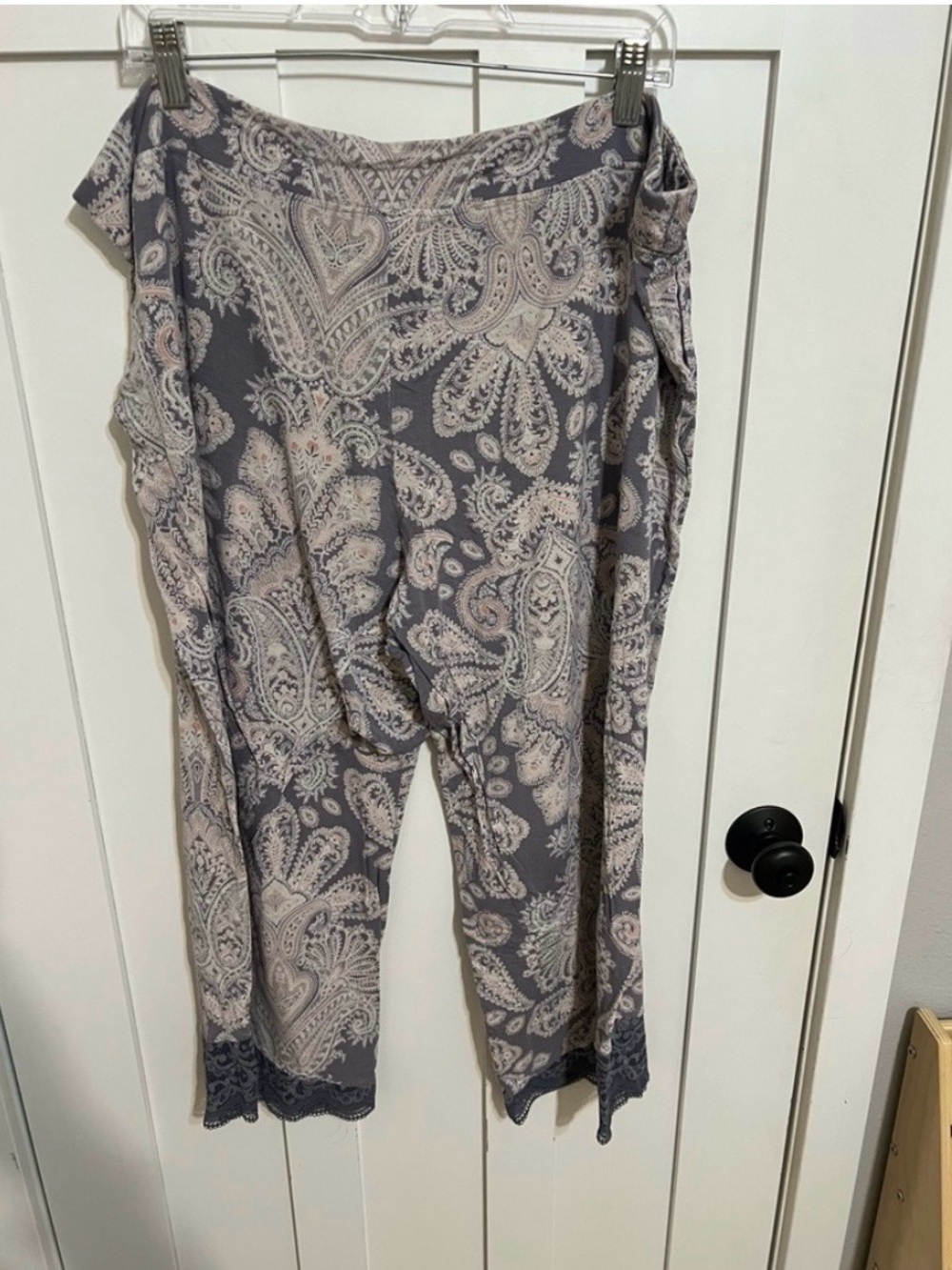 Soma COOL NIGHTS Lace Trim Short Sleeve Notch Collar Pajama Set Paisley Blue XXL - Picture 8 of 10